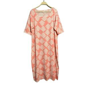 Lularoe Julia Dress Straight Midi Sz 3XL Orange Geo Casual Colorful Comfortable